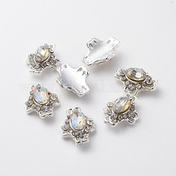 Cabochons de aleación, accesorios de la decoración del arte del clavo, con diamantes de imitación de cristal, Platino, cruz, crystal ab, 13x10mm