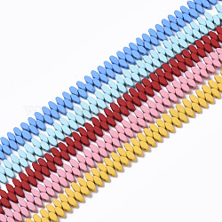 Maglie multi-filo di ematite sintetica non magnetica verniciate a spruzzo, per la fabbricazione di bracciali elastici per piastrelle, ovale, colore misto, 5x2.5x2mm, Foro: 0.9 mm, circa 250~253pcs/filo, 16.54 pollice (42 cm)