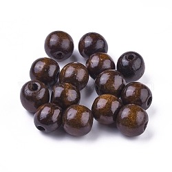 Perles en bois naturel teint, ronde, sans plomb, brun coco, 18x17mm, Trou: 4~6mm, environ 560 pcs/1000 g
