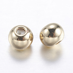 Messing Perlen, mit Gummi innen, Schieberegler Perlen, Stopper Perlen, Runde, golden, 4x3 mm, Gummiloch: 0.9mm