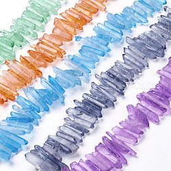 Natürlichem Quarz-Kristall-Perlen Stränge, gefärbt, Säule, Mischfarbe, 15~30x4~8x4~7 mm, Bohrung: 1 mm, 8 Zoll