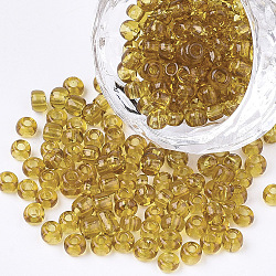 Perline semi di vetro, trasparente, tondo, verga d'oro scuro, 8/0, 3mm, Foro: 1 mm, circa 10000 perline / pound