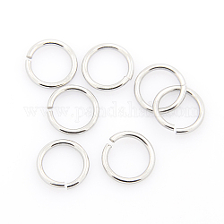 304 Edelstahl offenen Ringe springen, Edelstahl Farbe, 10x1.2 mm, Innendurchmesser: 7.6 mm, ca. 1000 Stk. / Beutel