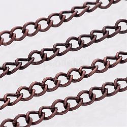 Iron Twisted Chains, Unwelded, Nickel Free, Oval, Red Copper, 2.7x1.9x1mm