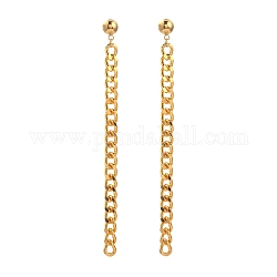 Chain Tassel Earrings, with Aluminum Curb Chains and 304 Stainless Steel Stud Earring Findings, Golden, 115mm, Pin: 0.7mm