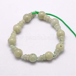 Jade naturel 3-trou brins guru de perles, pour la fabrication de bijoux bouddhiste, perles t-percées, 16.5~18mm, Trou: 2~3mm, 2 pièces / kit, 10, affecte / brin, 6.5 pouce