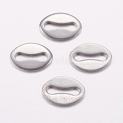304 Stainless Steel Chain Tabs, Chain Extender Connectors, Oval, Stainless Steel Color, 5x7x0.5mm, Hole: 1x5mm