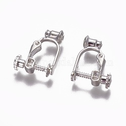 Accessoires des convertisseurs de boucles d'oreilles à vis en laiton, clip d'oreille en spirale, pour oreilles non percées, couleur d'argent, 17x13x5mm, Trou: 0.6mm