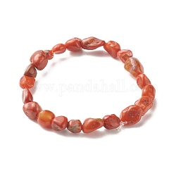 Bracelet extensible de perles de jaspe rouge naturel pour les enfants, diamètre intérieur: 1-5/8 pouce (4 cm)