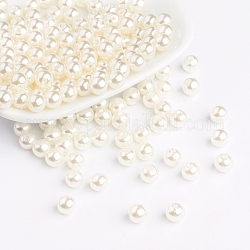 Abalorios de acrílico de la perla de imitación, redondo, blanco, 6mm, agujero: aproximamente 1 mm