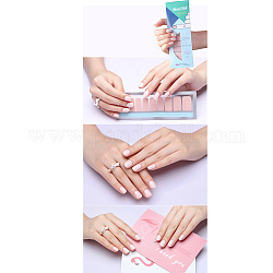 Autocollants de bandes de vernis à ongles de couleur unie à paillettes, avec lime à ongles et tampon alcoolisé, pour femmes filles bricolage nail art, rose, 14.5x7.5 cm