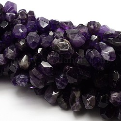 Natural Amethyst Nuggets Beads Strands, Faceted, 14~18x9~11mm, Hole: 1mm, about 38pcs/strand, 15.75inch