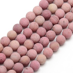 Runde Perlenstränge aus natürlichem mattiertem Rhodonit, 4 mm, Bohrung: 1 mm, ca. 85~90 Stk. / Strang, 14.9~15.6 Zoll