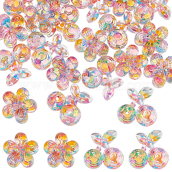 Nbeads 24 個 2 スタイル透明樹脂カボション  カラフルなスパンコールで  桜と花の形  ミックスカラー  18~20x18.5~21x8mm  12個/スタイル