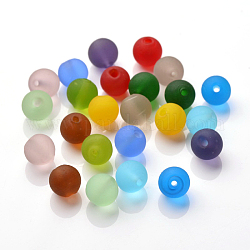 Round Handmade Frosted Lampwork Beads, Mixed Color, 8mm, Hole: 2mm