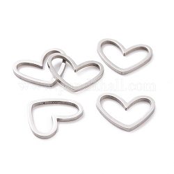 201 Stainless Steel Linking Rings, Laser Cut, Asymmetrical Heart, Stainless Steel Color, 10.5x13x1mm