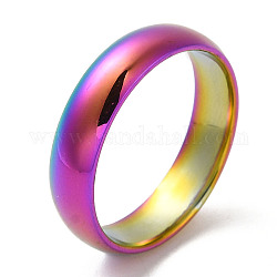 Placcatura ionica (ip) 304 anello a fascia piatta in acciaio inossidabile, colore arcobaleno, formato 8, diametro interno: 18mm, 5mm