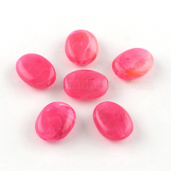 Овальной имитация драгоценных камней акриловые бусины, темно-розовыми, 19x15x7 мм, отверстие : 2 мм, Около 330 шт / 500 г
