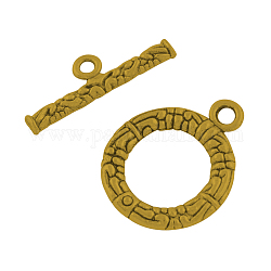 Tibetan Style Alloy Ring Toggle Clasps, Lead Free & Nickel Free, Antique Golden, Ring: 21x17x2mm, Hole: 2mm, Bar: 7x21.5x2.5mm, Hole: 2mm, about 550pcs/1000g