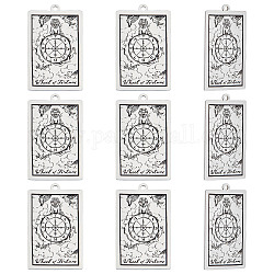 DICOSMETIC 10Pcs Wheel of Fortune Charm Tarot Card Pendants Rider Waite Pendant Astrology Divination Charm Good Luck Amulet Stainless Steel Pendants for DIY Jewelry Making Supplies, Hole: 2mm