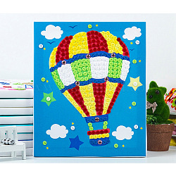 Творческий diy узор на воздушном шаре смола пуговица искусство, с холстом, бумагой и деревянной рамкой, Развивающие игрушки для рисования липких игрушек для детей, красочный, 30x25x1.3 см