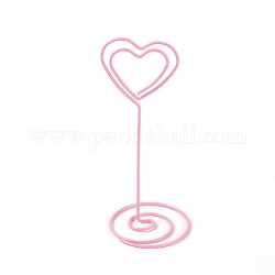 Portacarte di nome in ferro, telaio in legno con clip in ferro a spirale, per desktop, decorazione del partito, cuore, roso, 40x101mm