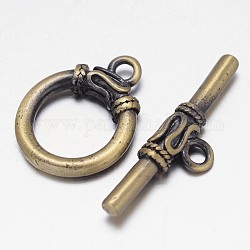 Corchetes de anillo de latón, sin níquel, Bronce antiguo, anillo: 21x16x4 mm, bar: 9x30x4 mm, agujero: 2 mm