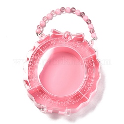 Plastic Jewelry Boxes, 5 Grids with Plastic Beads Handle, Transparent Cover, Pink, 15x13.4x3.65cm, 5 compartments/box
