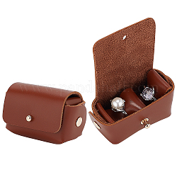 Custodia per fedi nuziali in similpelle pu, borse per riporre gioielli, con bottoni a pressione color oro chiaro, sienna, 4.5x6.8x3.7cm