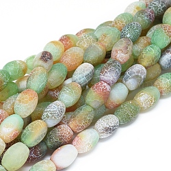 Chapelets de perle en agate naturelle patinée, teints et chauffée, riz, 14x10mm, trou: 0.8 mm, environ 28 pcs / brin, 15.35'' (39 cm)