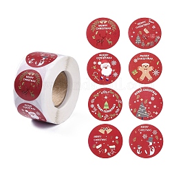 8 rotolo di adesivi di carta autoadesiva a punti rotondi, decalcomanie natalizie per la festa, regali decorativi, firebrick, 25mm, su 500pcs / rotolo