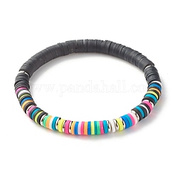 Handmade Polymer Clay Heishi Beads Stretch Bracelet, Surfering Bracelet for Girl Women, Colorful, 1Inner Diameter: 2-1/4 inch(5.6cm)