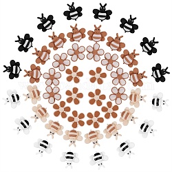 Cabochon in resina opaca da 48 pz, Two Tone, fiori e api, colore misto, 22.5~23.5x23.5~25x6.5mm