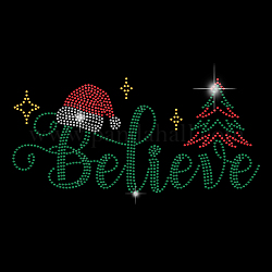 Superdant Christmas Believe железо на стразах термопереносная наклейка рождественская елка футболка кристалл теплопередача блестящие исправления горный хрусталь наклейки своими руками праздничный декор для футболок жилет куртка