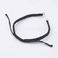 Bracelet nylon DIY faisant, avec des anneaux en laiton, or, noir, 175x7.5mm