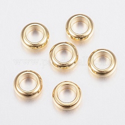 Intercalaire perles en 304 acier inoxydable, rondelle, or, 6x2mm, Trou: 4mm