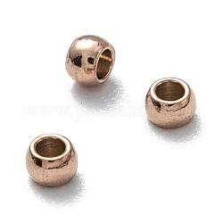 Revestimiento iónico (ip) 202 espaciadores de acero inoxidable perlas, redondo, oro rosa, 2x1.5mm, agujero: 1 mm