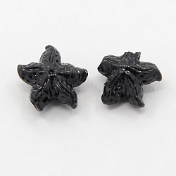 Synthetic Coral Beads, The Ocean Undersea World Series, Starfish/Sea Stars, Dyed, Black, 11x6mm, Hole: 1mm