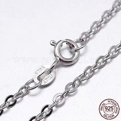 Collares de cadenas tipo cable de plata esterlina chapada en rodio, con cierres de anillo de resorte, Platino, 18 pulgada, 1.3mm