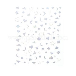 3D-Metallic-Stern-Mond-Herz-Nagel-Aufkleber, selbstklebendes Nageldesign Kunst, für nagel zehennägel spitzen dekorationen, Geometrisches Muster, 101x78.5 mm