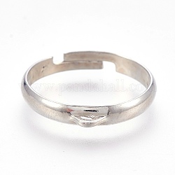 Регулируемые латунные кольца черенки, латунная фурнитура для кольца, платина, 17 мм, отверстие : 1.2x1 мм