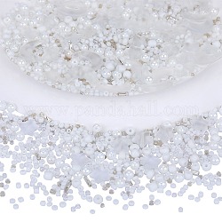 2 bolsa de cuentas de vidrio y semillas, esmerilado y perla de imitación y transparente, luna y estrella y ronda, blanco, 2~16x2~11.5mm, agujero: 0.8~1.2 mm