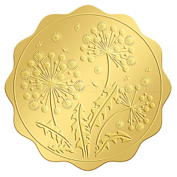 Autocollants en relief auto-adhésifs en feuille d'or, autocollant de décoration de médaille, modèle de pissenlit, 5x5 cm