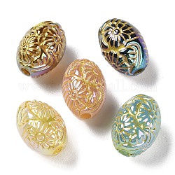 Perline acriliche opache intrecciate in metallo dorato, ovale, colore misto, 13.5x10mm, Foro: 2 mm
