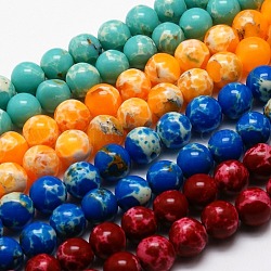 Synthetic Imperial Jasper Bead Strands, Dyed, Round, Mixed Color, 8mm, Hole: 1mm, about 50pcs/strand, 15.7 inch