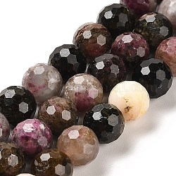 Chapelets de perles en tourmaline naturelle, ronde à facettes, 9.8~10.8mm, Trou: 1mm, Environ 38 pcs/chapelet, 15.16'' (38.5 cm)