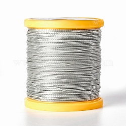 Cordón redondo de poliéster encerado, cordón de micro macramé, hilo de coser de cuero, para hacer pulseras, abalorios artesanía macramé, plata, 0.65mm, alrededor de 164.04 yarda (150 m) / rollo