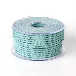 Braided Cowhide Cord, Leather Jewelry Cord, Jewelry DIY Making Material, Pale Turquoise, 3mm, about 10.93 yards(10m)/roll
