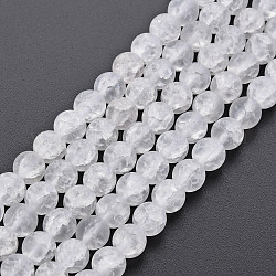 Chapelets de perles en verre craquelé, mat, ronde, clair, 6mm, Trou: 1mm, Environ 65~68 pcs/chapelet, 15.35~15.75 pouce (39~40 cm)