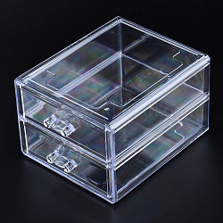 Двухслойные контейнеры для хранения пластиковых шариков из полистирола, с 2 отделением коробки-органайзера, прямоугольный ящик, прозрачные, 19.4x15.2x11.5 см